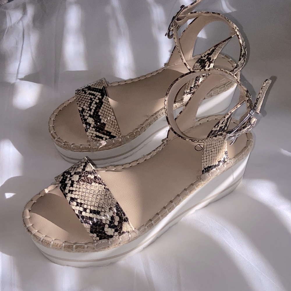 SNAKESKIN PLATFORM SANDALS